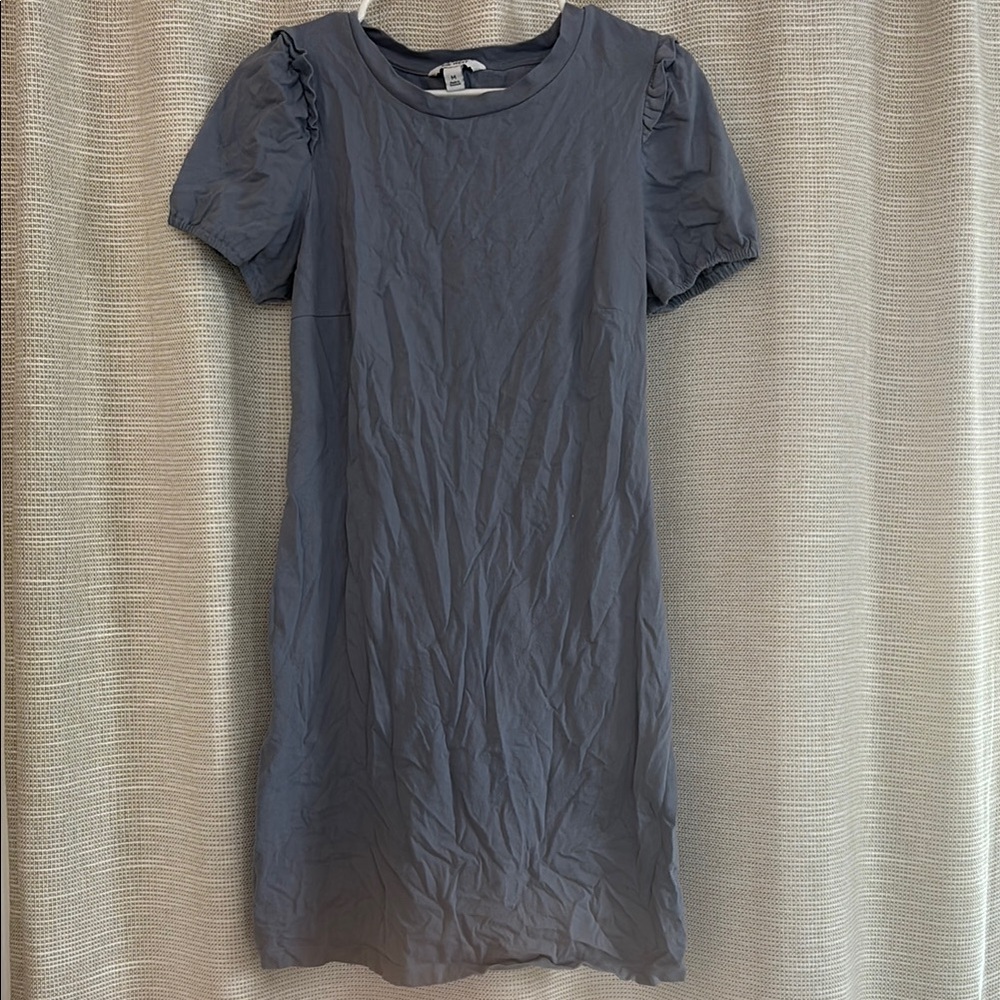 Nine West Gray Puff Sleeve Sheath Midi Dress